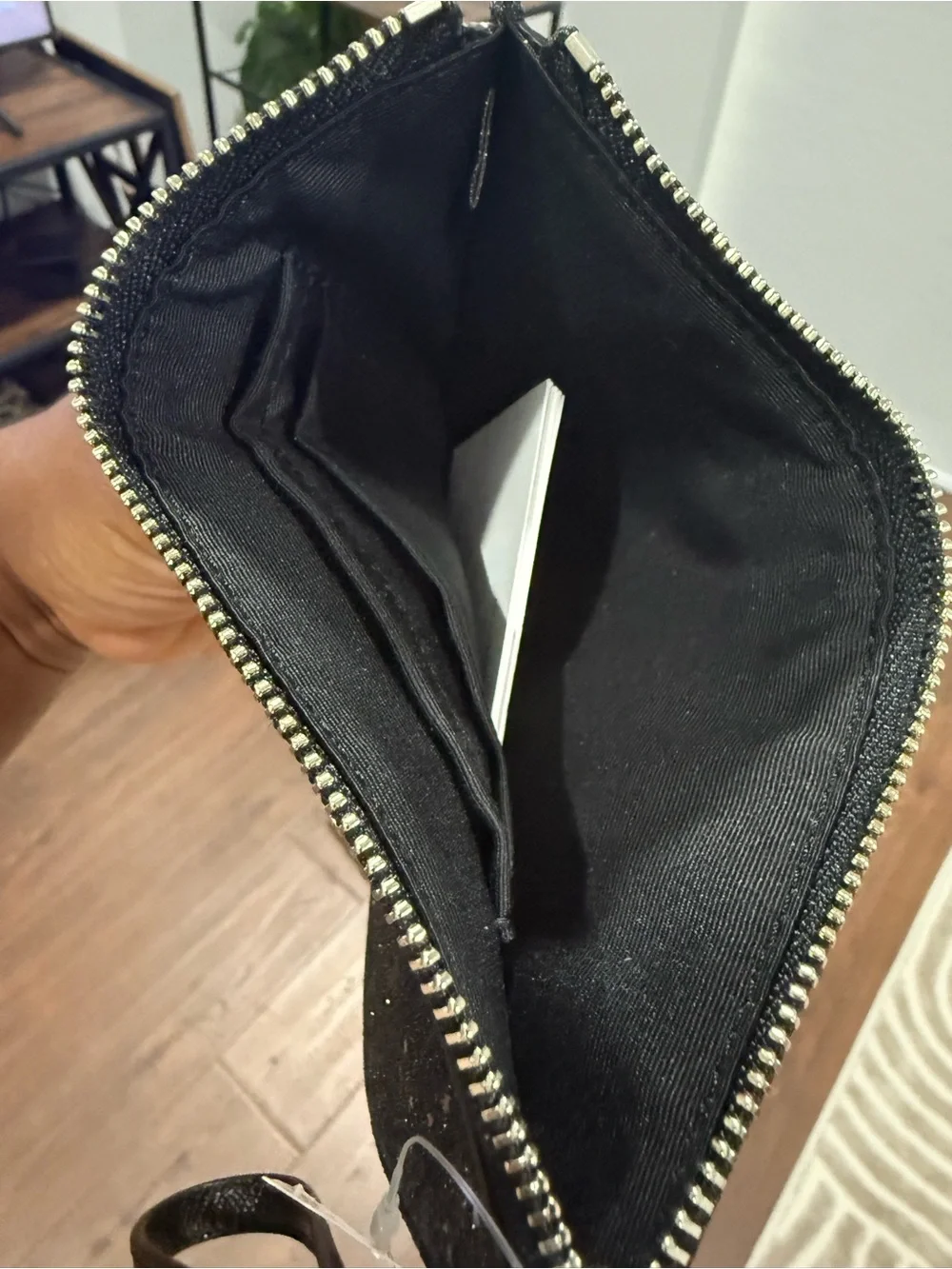 NWT Coach Black Glitter Star Zip Card Pouch